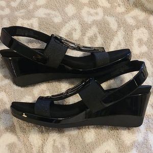 Anne Klein Sport Palli Wedge, Black, Size 8.5